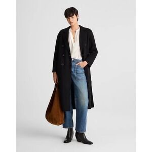 NWT Madewell Wool Blend Double-Faced Brushed Long Coat Jet Black NW773 XXS